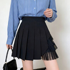 批发实拍网纱<b class='q'>短裙</b>女2026新款夏高腰小个子超火显瘦a字<b class='q'>百褶</b>白色半身裙