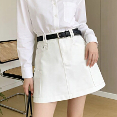 批发实拍高腰半身裙女小个子休闲工装牛仔短裙新款韩版百搭包臀a字裙
