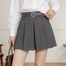 批发实拍高腰<b class='q'>西装</b>A字短裙<b class='q'>女</b>百褶裙复古拼接百搭防走光内衬显瘦半身裙