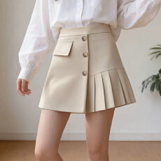 批发实拍春夏新款高腰短裙显瘦黑色<b class='q'>不规则</b>裙子包臀a字裙百褶半身裤裙