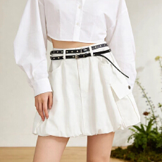 批发实拍工装风高腰显瘦半身裙女26春夏新款韩系短裙百搭酷飒A字裙潮