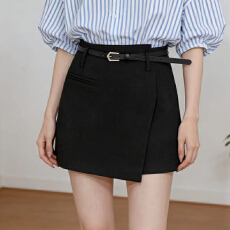 批发实拍西装半身裙女春夏新款小个子高腰显瘦防走光a字不规则短裙裤