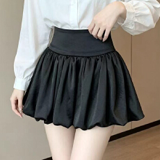 批发实拍缎面蓬蓬裙女夏季2026新款高腰显瘦a字裙甜美半身裙花苞短裙