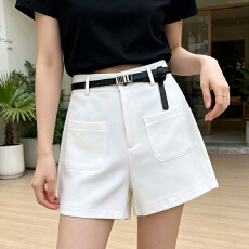 批发实拍高腰阔腿西装短裤女夏季垂感显瘦A字休闲裤配皮带通勤热裤潮
