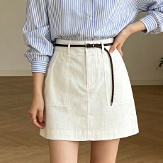 批发实拍<b class='q'>夏</b>季棉麻洗水A字短裙女高腰显瘦百搭韩系老钱风防走光半身裙