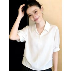 韩式蝙蝠泡泡短袖套头衬衫女夏季宽松百搭小衫显瘦气质高级感上衣