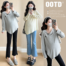 批发有货实拍春秋纯色宽松弹力柔软蝴蝶结不规则时尚<b class='q'>韩版</b>休闲T恤