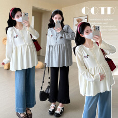 批发有货2025<b class='q'>新款</b>针织弹力宽松遮肚显瘦时尚休闲孕妈妈娃娃衫