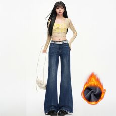 批发不贴腿微喇牛仔裤女2026年秋<b class='q'>冬</b>季高腰显瘦爆款阔腿小个子喇叭裤