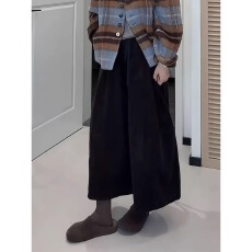 批发大码垂感超火灯芯绒八分裤女秋季胖mm高腰梨形身材显瘦休闲阔腿裤