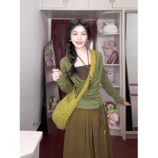 批发大码胖MM复古气质假两件撞色荡领长袖上衣女<b class='q'>秋</b>冬新款修身显瘦上衣