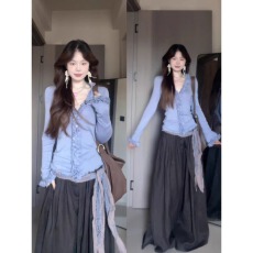 批发大码气质紫色花边V领长袖t恤女秋<b class='q'>冬</b>修身显瘦内搭纯欲风打底衫上衣