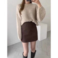 批发大码胖MM韩系气质毛呢半身裙女<b class='q'>秋</b>冬新款高腰包臀裙黑色a百搭短裙