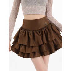 批发<b class='q'>大码</b>胖MM高腰裤裙<b class='q'>女</b>秋冬季新款防走光设计感a字蛋糕裙短裙子ins风