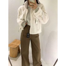 批发韩国东大门秋冬皮毛一体外套<b class='q'>短款</b>毛毛绒气质保暖大衣