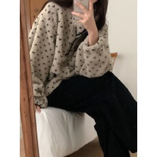 批发已出 羊羔毛爱心撞色保暖休闲宽松长袖<b class='q'>卫衣</b>外套女