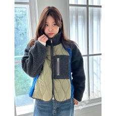 批发已出 韩国东大门秋冬25新款立领拉链摇粒绒拼接棉服外套