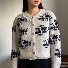 批发已出货   韩国ins 温柔淑女提花蕾丝边针织外套