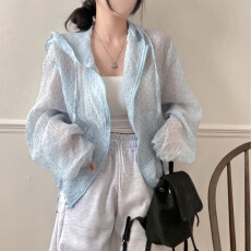 批发有货 chic新款夏季波点下摆抽绳减龄连帽花边清凉防晒空调外套