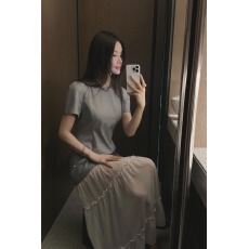 批发韩系气质网纱拼接简约设计收腰显瘦<b class='q'>连衣裙</b>