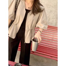 批发韩国 2026夏 薄款收腰短袖<b class='q'>亚麻</b><b class='q'>外套</b> 4色入
