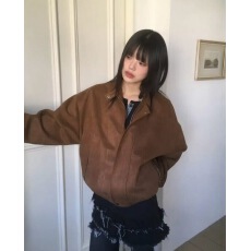 批发已入库 <b class='q'>街头</b>感复古麂皮绒拉链机车休闲百搭夹克短外套女