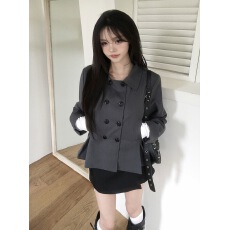批发氛围感日系jk学院感显瘦纽扣设计好版型西服外套薄款