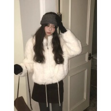 批发已出 韩国chic毛毛立领抽绳<b class='q'>外套</b>女