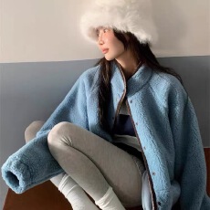 批发韩国东大门2026新款韩版羊羔毛加厚棉衣外套女