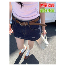 批发区区欧阳'露si同款’辣妹佰搭W！赛诺纺100棉牛仔短裤腰带a字裙裤