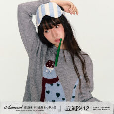 批发Amweird 25aw“嘿！我在看着你”慵懒高级感圆领套头针织衫毛衣服