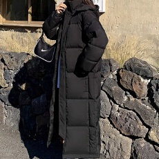 批发中戏艺考<b class='q'>明星</b>同款黑色羽绒棉服长款冬季宽松加厚情侣棉袄外套