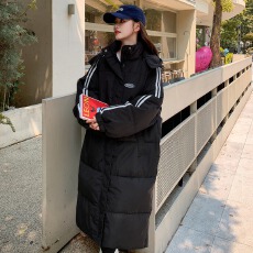 批发冬季行走的潮牌设计感大码宽松<b class='q'>羽绒服</b>男女同款过膝<b class='q'>中长款</b>棉服外套