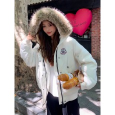 批发大毛领连帽棉衣外套女装秋季加厚保暖派克服<b class='q'>短款</b>显瘦面包棉服棉袄