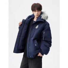 批发羽绒棉服女2025年<b class='q'>新款</b>冬季工装派克服大毛领情侣加厚棉袄棉衣外套