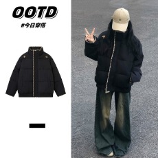 批发美式潮牌刺绣立领棉服男女冬季新款潮牌宽松加厚保暖面包服<b class='q'>外套</b>