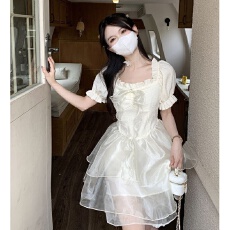 批发蝴蝶结公主风甜美<b class='q'>连衣裙</b><b class='q'>夏</b>季2026新款绝美设计感网纱拼接A字裙女