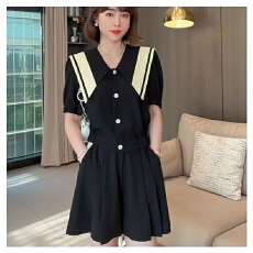 批发欧货时尚女士时尚两件套2026夏季新款海军领开衫上衣宽松显瘦裙<b class='q'>裤</b>