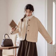 批发2025秋冬新款法式小香风毛呢外套女宽松小个子复古圆领<b class='q'>甜美</b>上衣潮