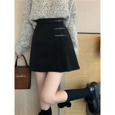 批发毛呢半身裙女秋<b class='q'>冬</b>新款高腰百褶裙胖mm大码显瘦a字包臀短裙子