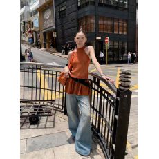 批发新款~<b class='q'>韩国</b>东大门洋气百搭显瘦纯色挂脖针织背心女