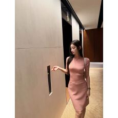 批发爆款~螺纹针织上衣+修身包臀半身裙两件套套装女