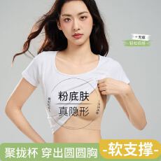 批发X·M粉底液内衣女夏薄款隐形<b class='q'>无</b><b class='q'>痕</b>细肩带小胸聚拢美背一体式<b class='q'>文胸</b>罩