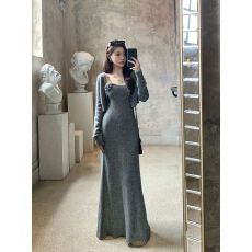 批发原版质量<b class='q'>春</b>秋法式纯欲风立体花朵吊带连衣裙针织开衫外套三件套潮