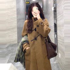 批发原版质量韩系呢子大衣女2025秋冬新款赫本风高级感长款毛呢外套潮