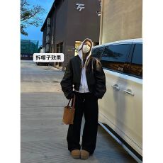 批发原版质量韩系皮衣外套女秋冬两穿连帽<b class='q'>街头</b>机车风短款皮夹克棉服潮