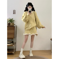 批发原版质量韩系显瘦套装裙女25超火秋冬一整套小个子超好看两件套潮