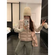 批发原版质量 少女感百搭排骨棉服马甲女秋冬宽松保暖无袖背心外套潮