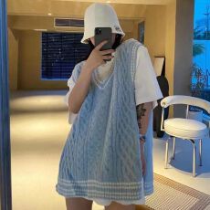 批发原版韩系温柔叠穿毛衣背心女<b class='q'>春</b>秋宽松简约慵懒复古百搭减龄马甲潮