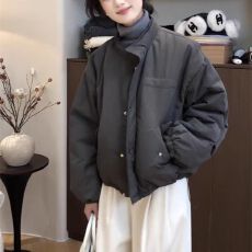 批发原版韩系时尚简约韩系薄棉夹克外套女冬季新款宽松立领百搭棉<b class='q'>服</b>潮